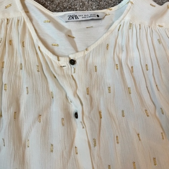 Zara Cream Blouse with Button Detail - Picture 3 of 6